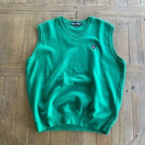 Ralph Lauren Polo Golf Green cotton Vest y2k Vintage Crest Logo Medium Preppy